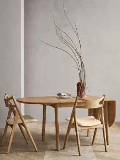 Mesa de comedor extensible ovalada de madera de roble CH002, 90 - 188 x 90 cm