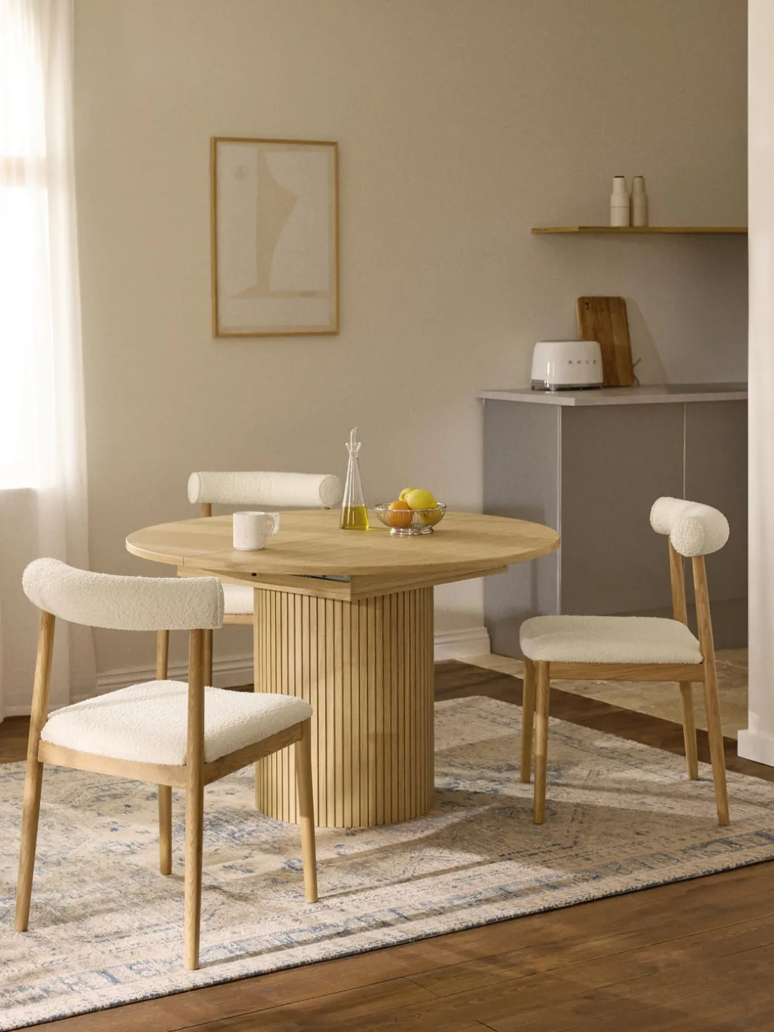 Mesa de comedor extensible acanalada Filo, 120 - 160 x 75 cm