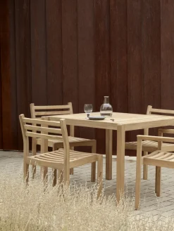 Mesa de jardín de madera de teca AH901, 100 x 99 cm