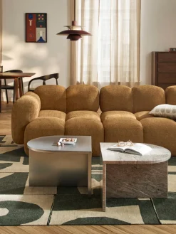 Mesas de centro ovaladas de metal y mármol Leander, 2 uds.