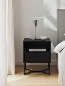 Mesita de noche de madera de mango con cajón Luca