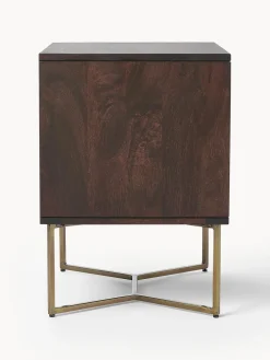 Mesita de noche de madera de mango con diseño espiga Luca