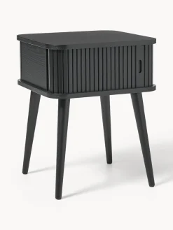 Mesita de noche de madera Barbier, puerta corredera