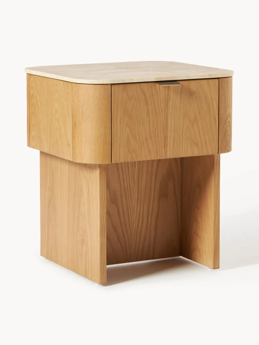 Mesita de noche de madera con tablero de mármol Zumi