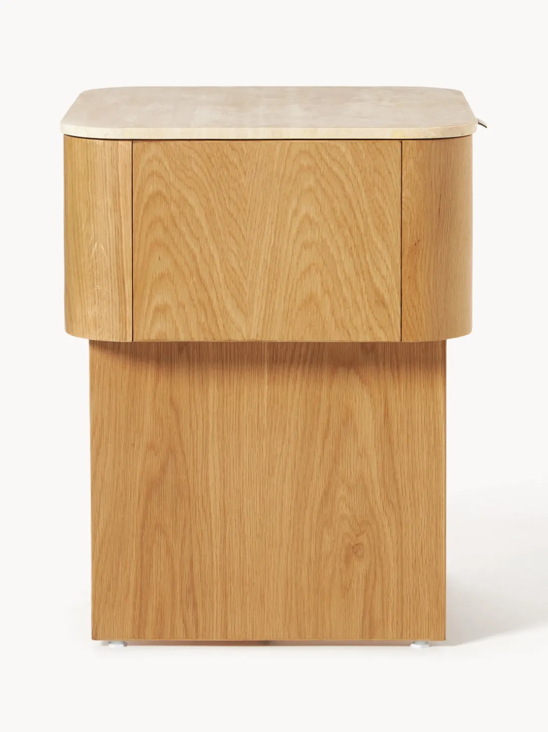 Mesita de noche de madera con tablero de mármol Zumi