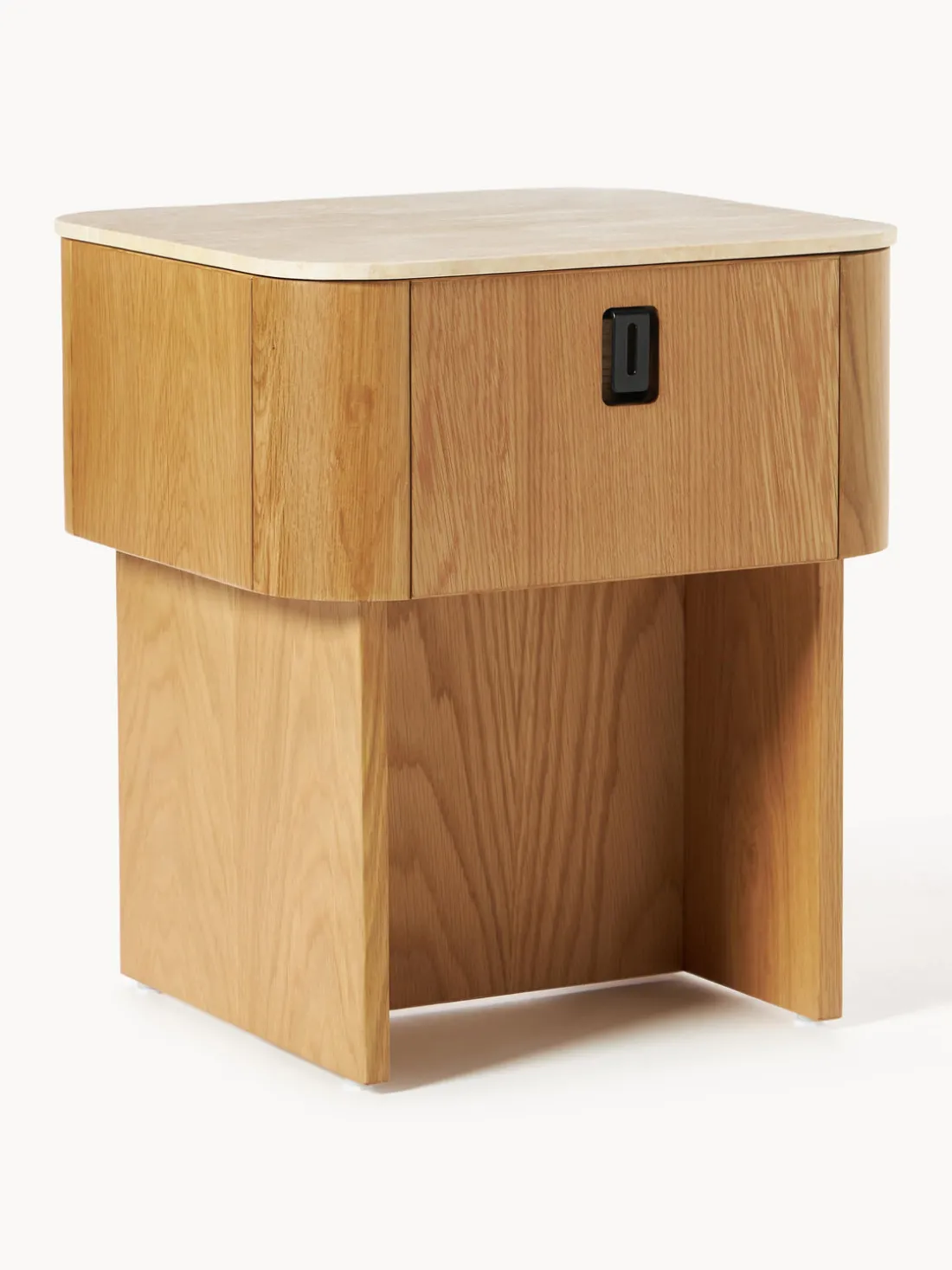 Mesita de noche de madera con tablero de mármol Zumi