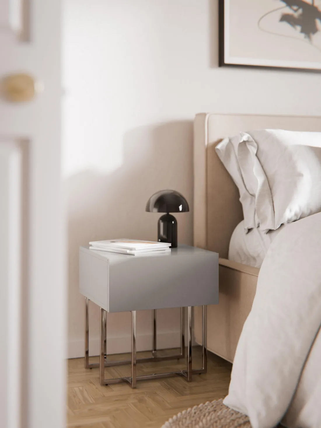 Mesita de noche de madera Joe