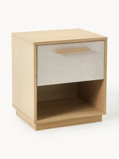 Mesita de noche de madera con frente tapizado Wisp