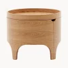 Mesita de noche redonda de madera de eucalipto con espacio de almacenamiento Octavia
