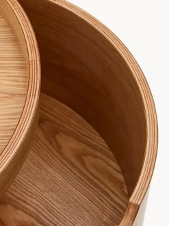 Mesita de noche redonda de madera de eucalipto con espacio de almacenamiento Octavia