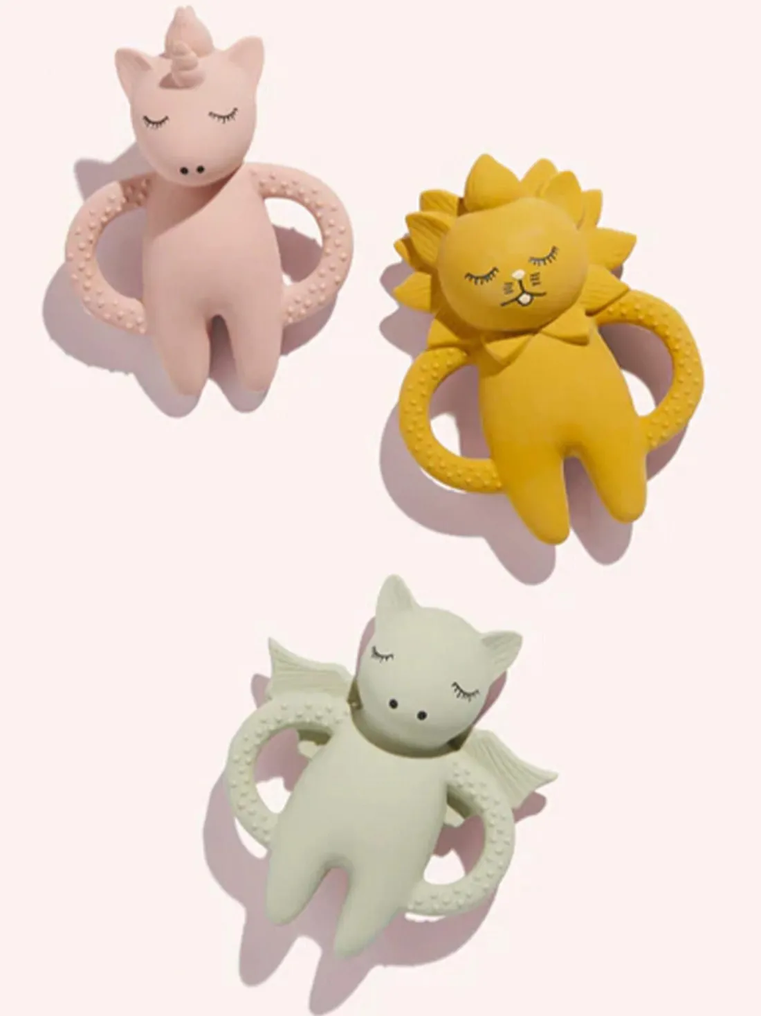 Mordedor de goma pintado a mano Rose