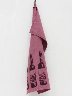 Paño de cocina de lino artesanal Weinflaschen