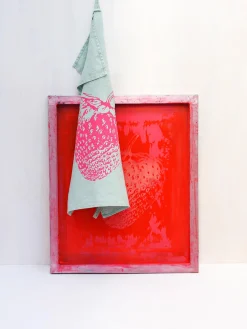 Paño de cocina de lino artesanal Strawberry