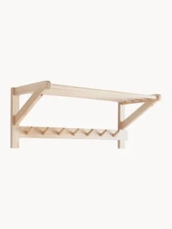 Perchero de pared con estante para sombreros de madera de pino Cole