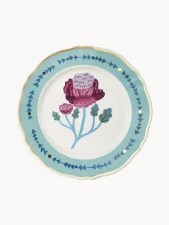 Plato llano artesanal de porcelana Geranium