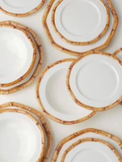 Plato llano pintado a mano Bamboo