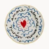 Plato postre artesanal de porcelana Heart