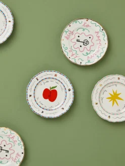 Plato postre artesanal de porcelana Apple