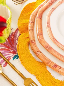 Plato postre pintado a mano Bamboo