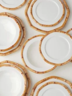 Plato postre pintado a mano Bamboo