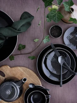 Platos hondos artesanales Nordic Coal, 4 uds.