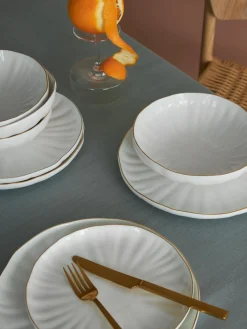 Platos hondos de porcelana con relieves Sali, 2 uds.