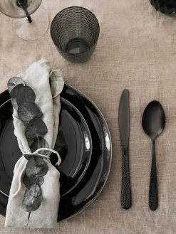 Platos llanos artesanales Nordic Coal, 4 uds.