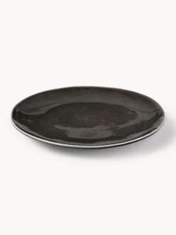 Platos llanos artesanales Nordic Coal, 4 uds.