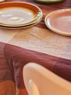 Platos llanos artesanales de gres 70´s, 2 uds.