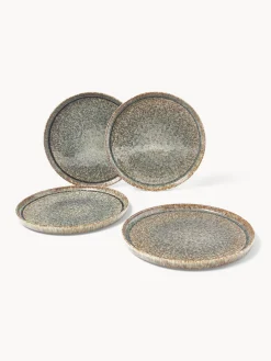 Platos llanos artesanales con esmalte reactivo Danza, 4 uds.