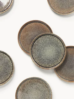 Platos llanos artesanales con esmalte reactivo Danza, 4 uds.