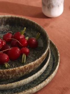 Platos llanos artesanales con esmalte reactivo Danza, 4 uds.