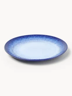 Platos llanos artesanales con esmalte reactivo Vinci, 4 uds.