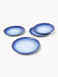 Platos llanos artesanales con esmalte reactivo Vinci, 4 uds.