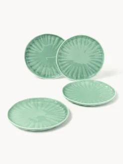 Platos postre de porcelana con relieves Sali, 4 uds.