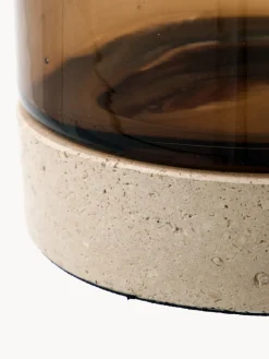 Portavelas soplado con base de travertino Rivo