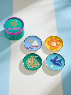 Posavasos de porcelana Playa, 4 uds.
