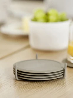 Posavasos de silicona con soporte Plain, 6 uds.