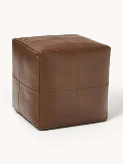 Puf artesanal de cuero Raven