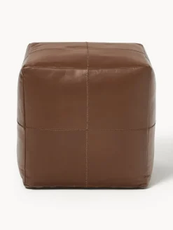 Puf artesanal de cuero Raven