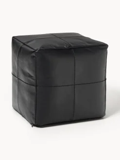 Puf artesanal de cuero Raven