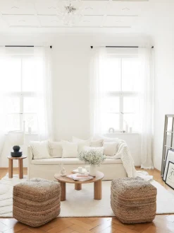 Puf artesanal de yute Bono