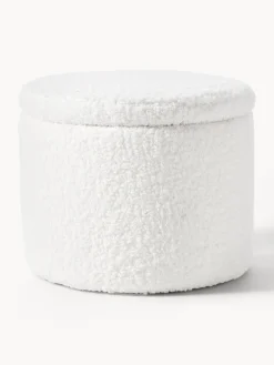 Puf de borreguillo con espacio de almacenamiento Alida