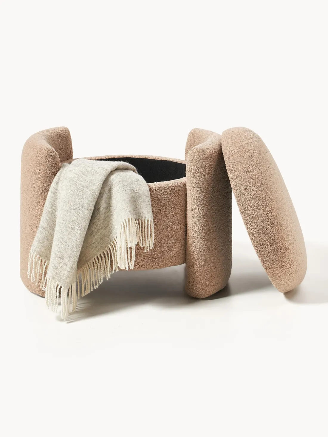 Puf de borreguillo con espacio de almacenaje Benji