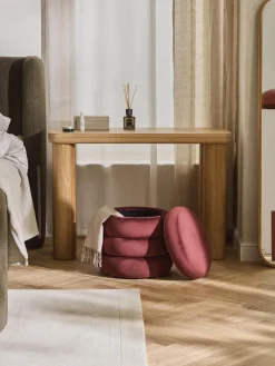 Puf de terciopelo con espacio de almacenamiento Alto