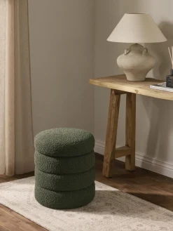 Puf en tejido bouclé con espacio de almacenamiento Alto