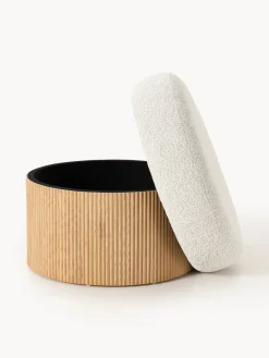 Puf grande tapizado en borreguillo bouclé con espacio de almacenamiento Nala