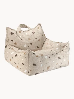 Puf infantil artesanal en tejido bouclé Sugar