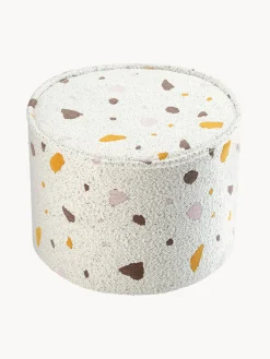 Puf infantil artesanal en tejido bouclé Sugar, Ø 40 cm