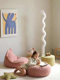 Puf infantil de borreguillo Sugar, Ø 65 cm